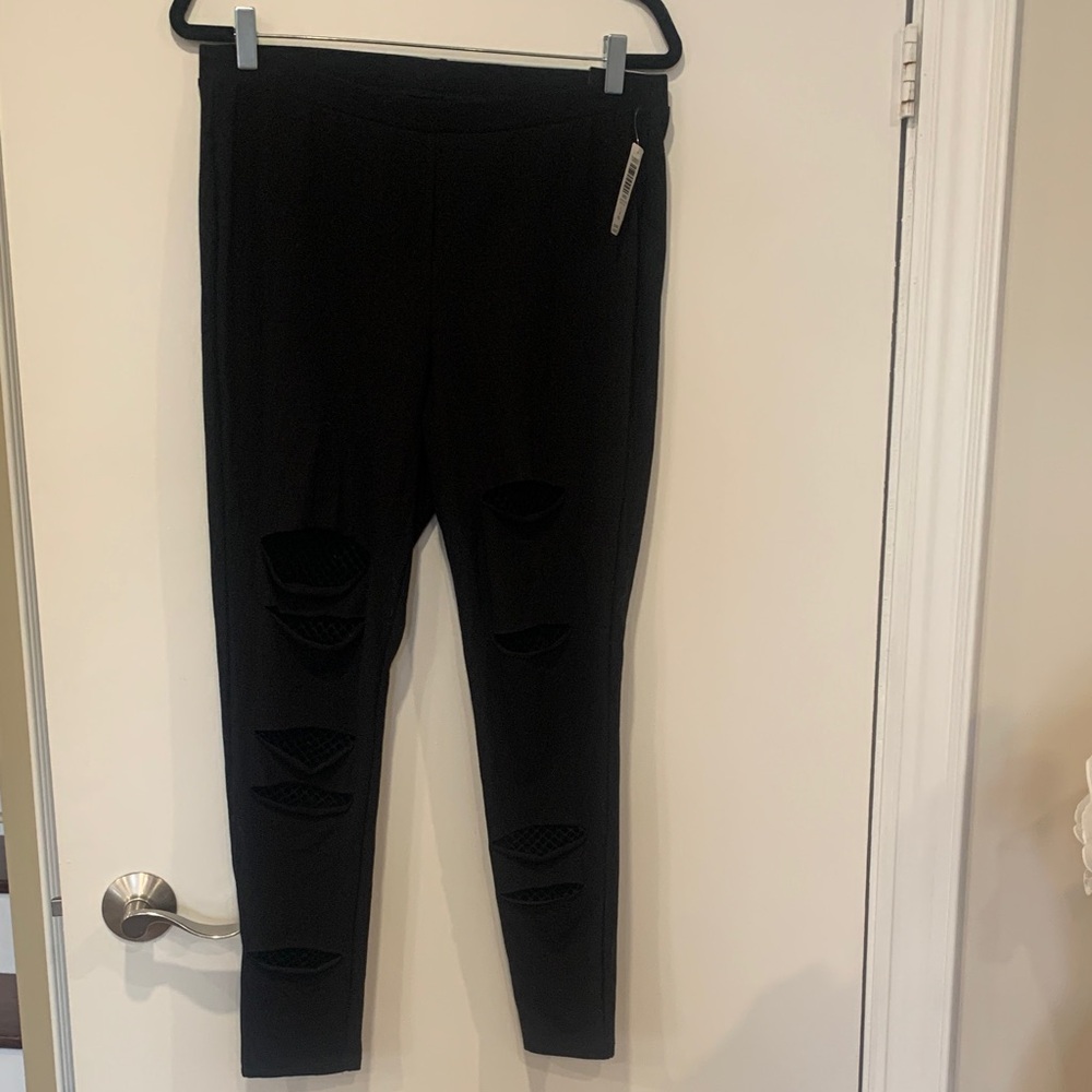 Torrid Black Distressed Leggings with netting